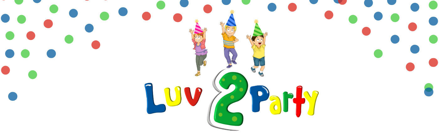 Luv 2 Party Graphic with the words Luv 2 Party and 3 Kids